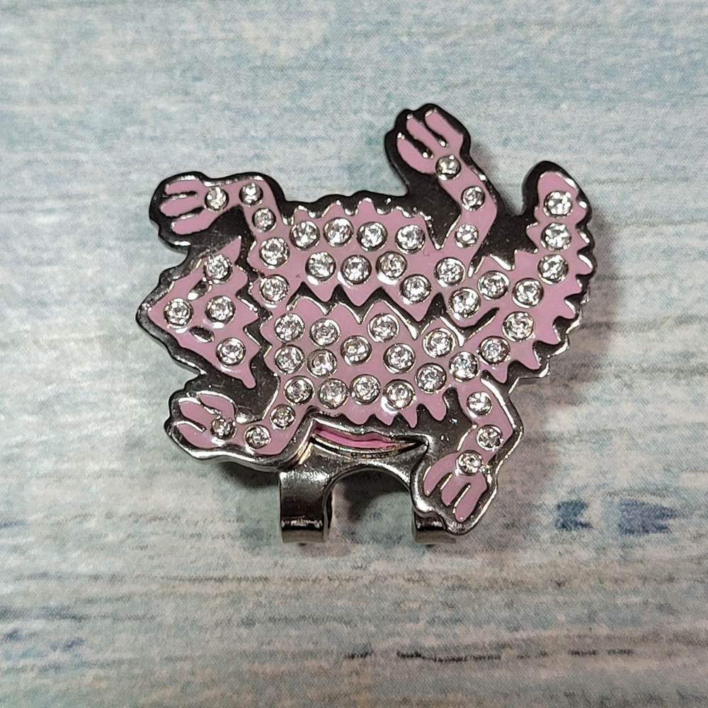 Navika Pink rhinestones Lizard clip hat.